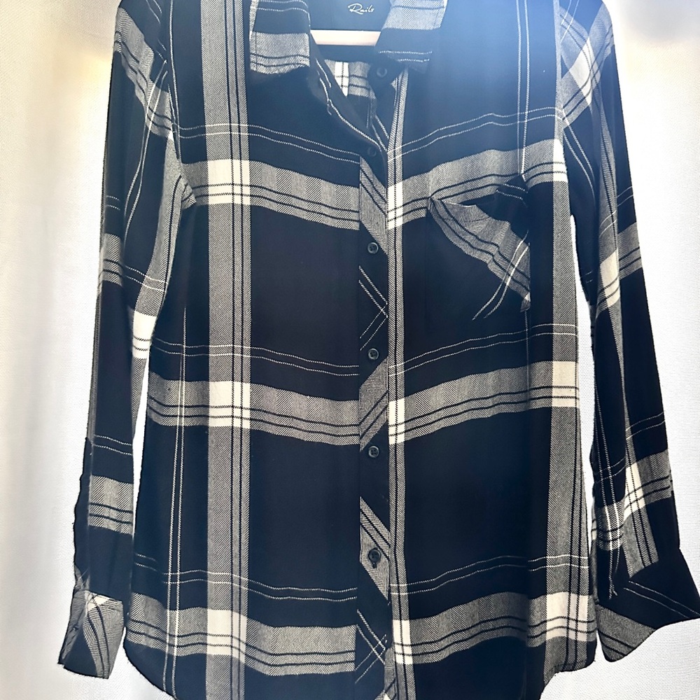 Rails Black and White Plaid Button-Up Shirt